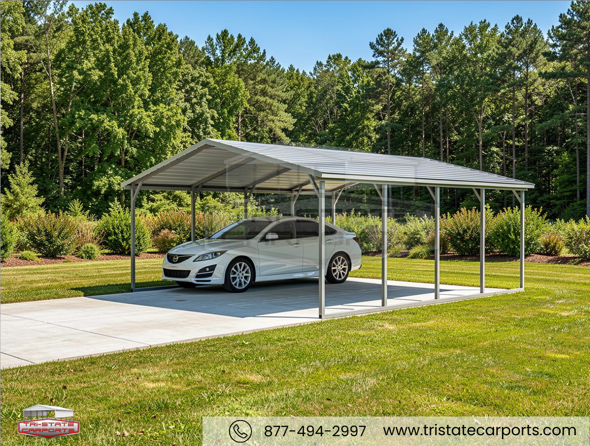18'W X 21'L X 7'H BOXED EAVE CARPORT SKU 114