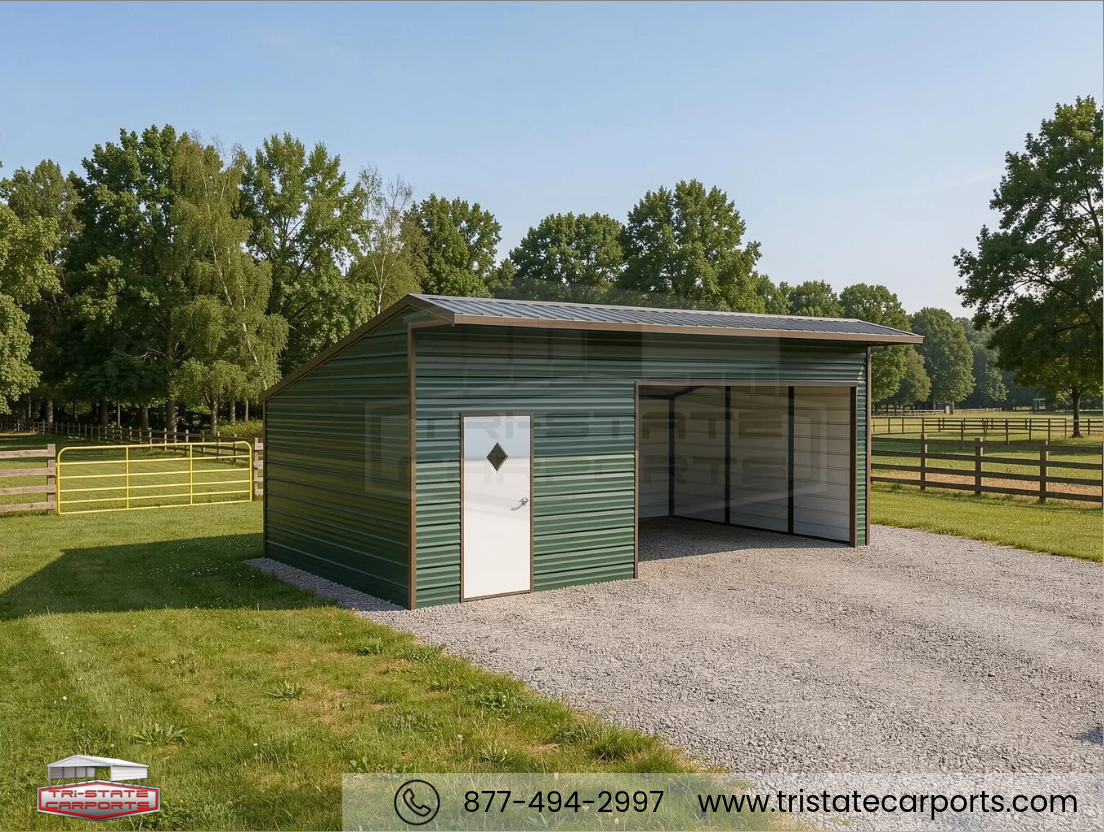 14'W X 25'L X 10'-8'H VERTICAL ROOF LEAN TO SKU 136