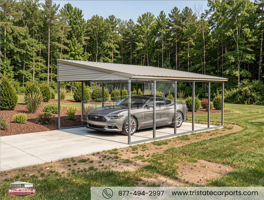 14'W X 20'L X 7'H VERTICAL ROOF FREE STANDING LEAN TO SKU 170
