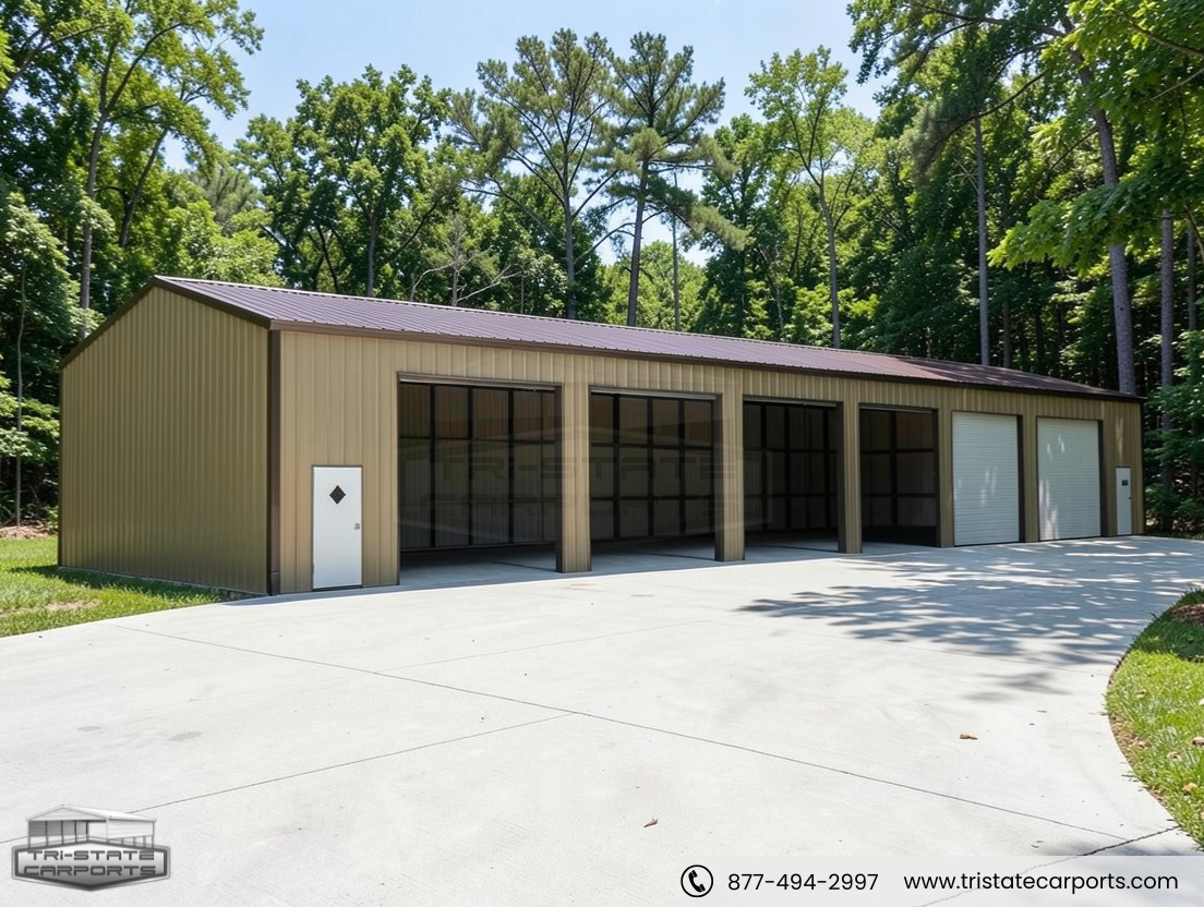 30'W X 100'L X 14'H VERTICAL ROOF GARAGE SKU 145