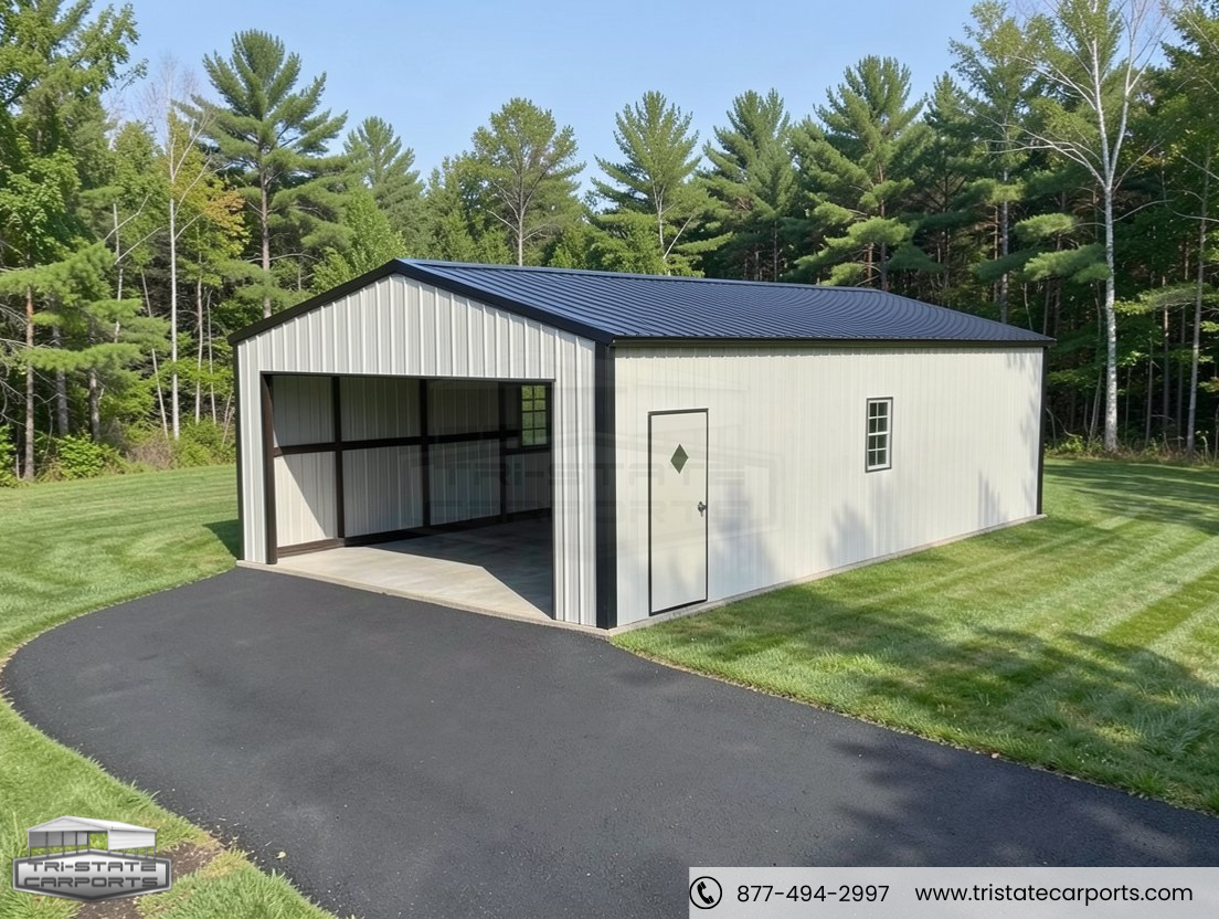 20'W X 35'L X 9'H VERTICAL ROOF GARAGE SKU 140