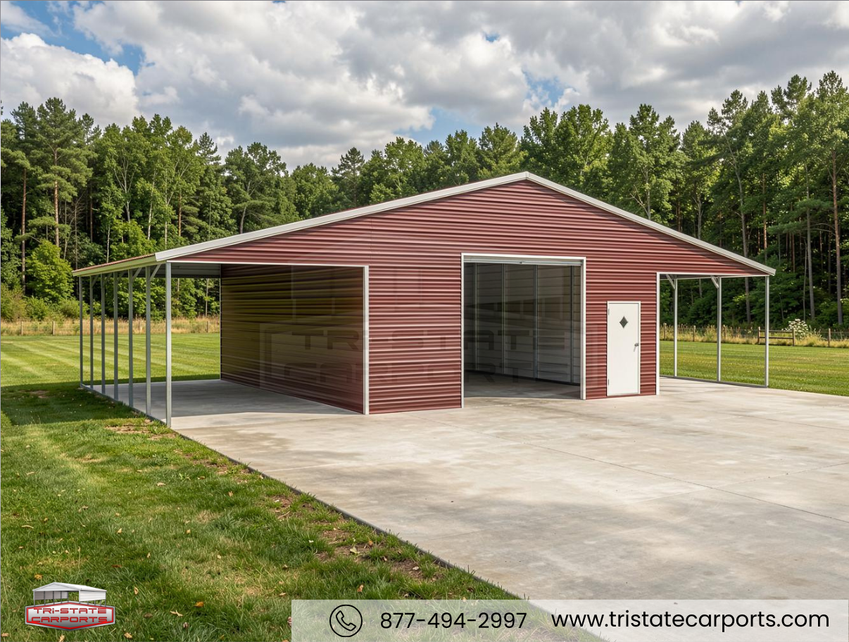 48'W X 30'L X 12'H STRAIGHT ROOF BARN STYLE SKU 159
