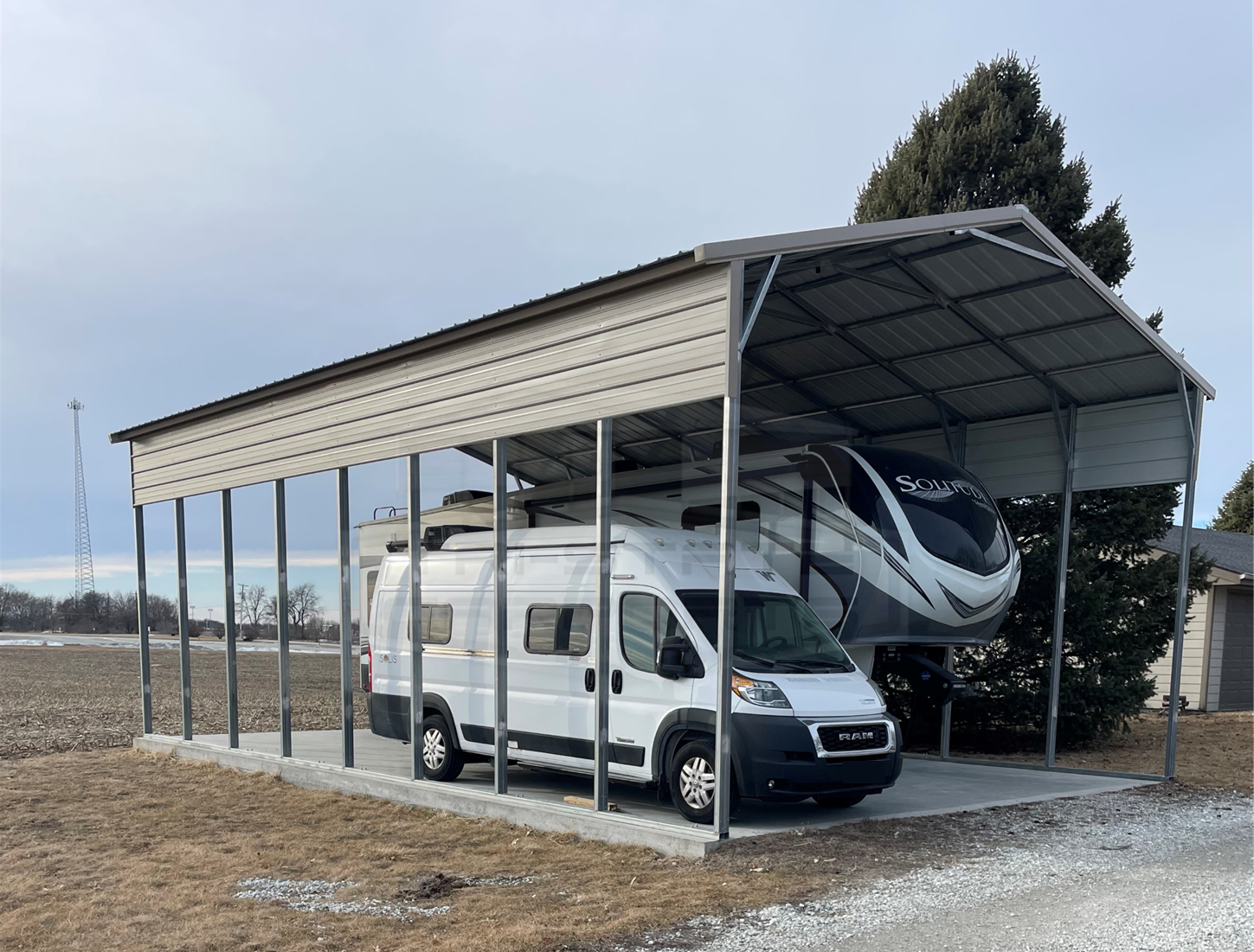 Metal barn installed by Tri-State Carports
