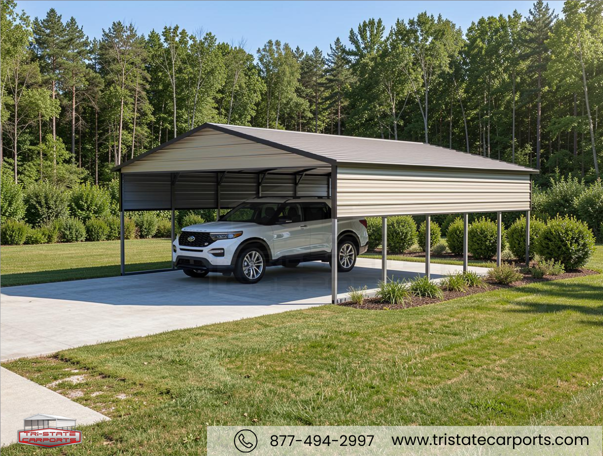 22'W X 26'L X 8'H BOXED EAVE CARPORT SKU 131