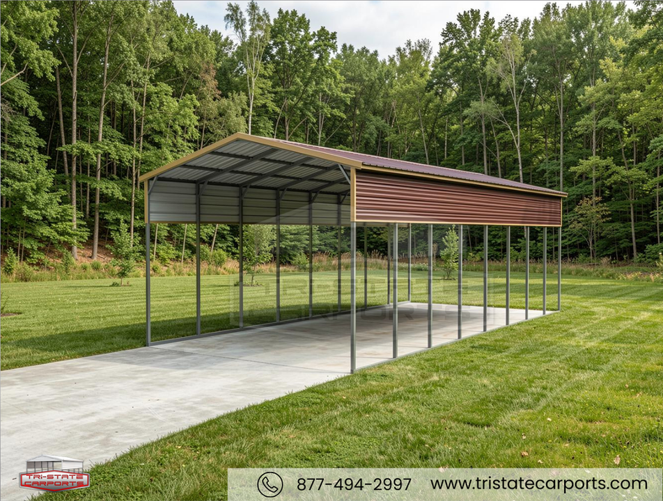 18'W X 40'L X 12'H VERTICAL ROOF RV CARPORT SKU 037