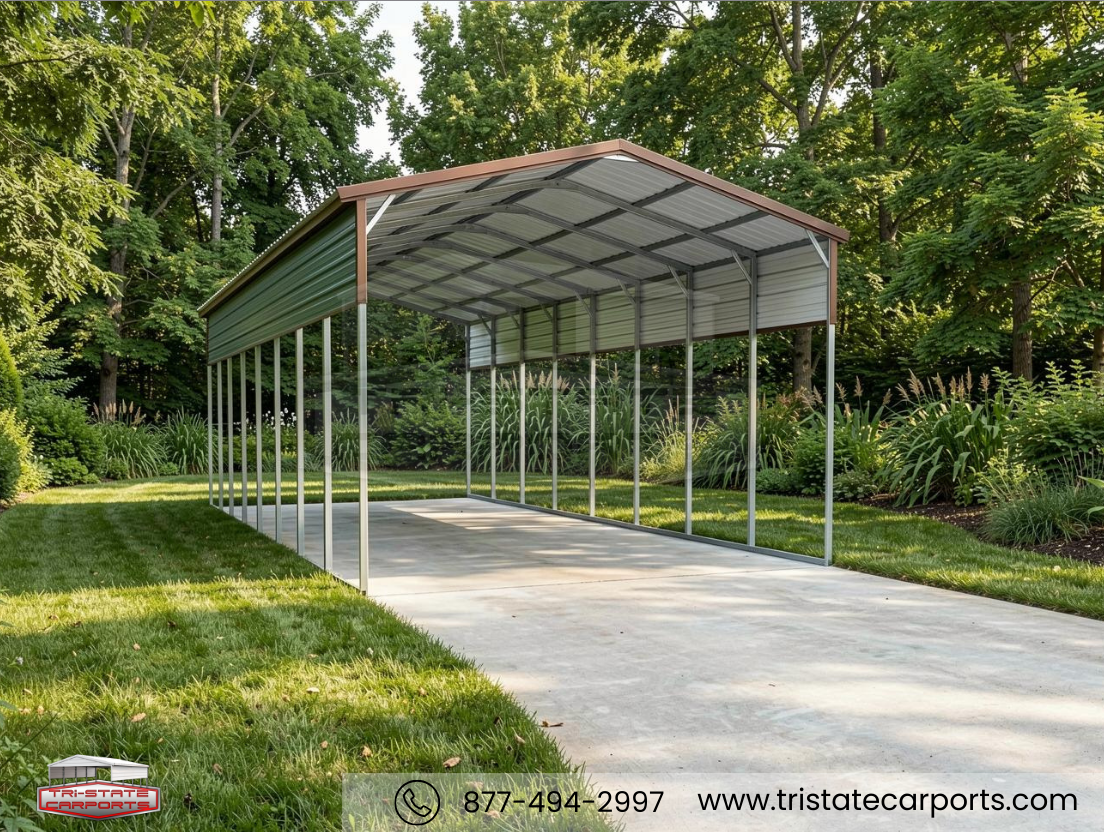 18'W X 40'L X 12'H VERTICAL ROOF CARPORT SKU 152