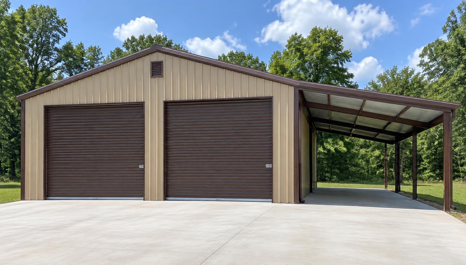 Custom metal building installed by Tri-State Carports